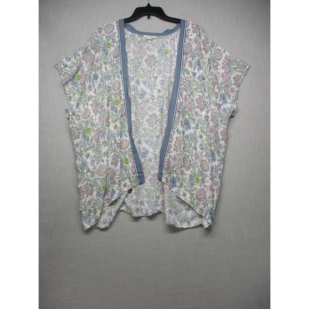 LOFT White Floral Bohemian Kimono‎ Open Front Womens Top Size XS/S